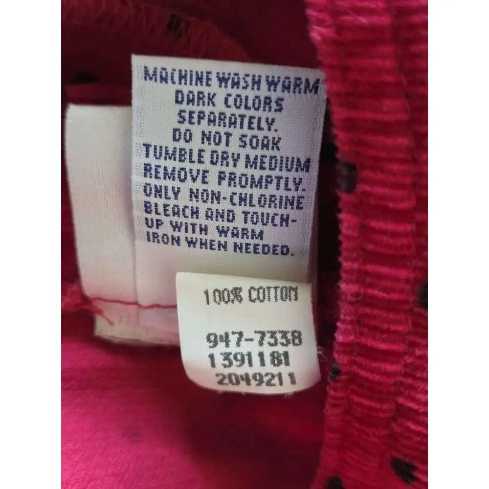 VTG 90s OshKosh B'Gosh Red Corduroy Jumper Dress Polka Dot Girls Sz 5 USA